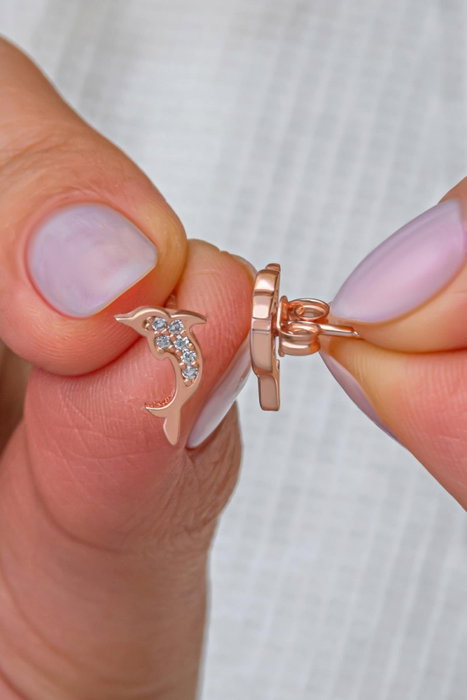Heliophilia Silver Pendientes de Plata de Ley 925 con Baño de Oro Rosa y Circón